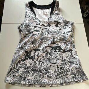 Eleven by Venus Williams Women's Black and White Floral Tank Top